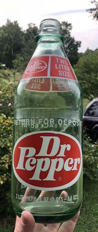 Two Liter Size Dr Pepper Acl Soda Bottle Flange Neck Rare