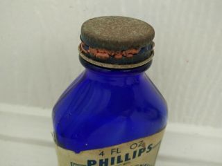 Vintage Cobalt Blue Glass Bottle Phillips made in U.  S.  A.  Milk of Magnesia 5