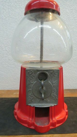 Vintage Glass Globe Gumball Machine With Die Cast Stand  CS 4