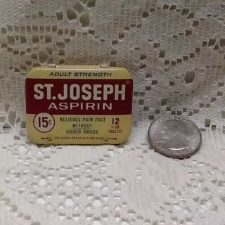 Vintage St Joseph Aspirin Tablets Advertising Medicine Tin Insert