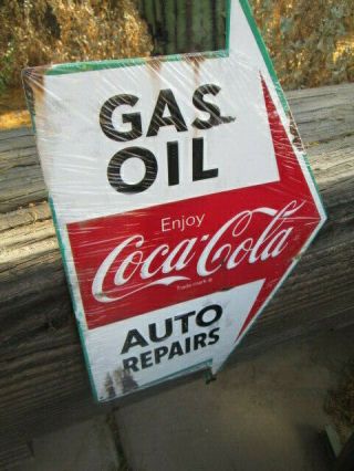 Coca Cola Gas Oil Auto Repairs Metal Cool Old School Look Soda Pop Advertising