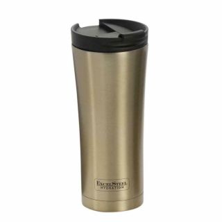 16 Oz Coffee Tumbler Travel Hot Cold Drinks Gold Double Walled Stainless Steel