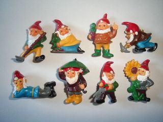 Kinder Surprise Set - Flowerpot Garden Dwarfs Lawn Gnomes 1989 - Figures