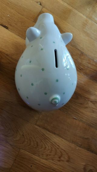 Tiffany & Co Earthenware Piggy Bank,  Made in Italy,  Handpainted Polka Dot Green 4