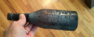 Antique Philadelphia Pa Blob Top Bottle H K Mulford & Co Chemists Malt Extract