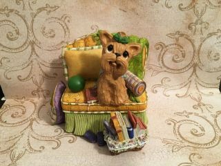 Yorkieyorkshire Terrier Dog Ooak Sculpture Couch Box Polymer Clay