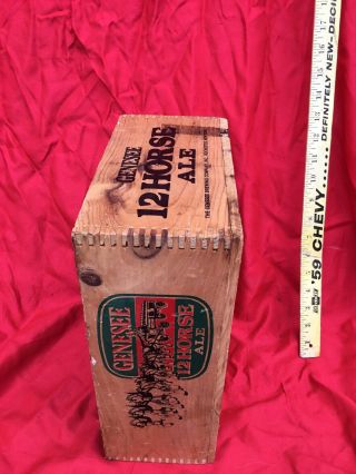 Vintage Genesee 12 Horse Ale Wood Crate Carry Box w/ Handle and Dovetail Corners 4