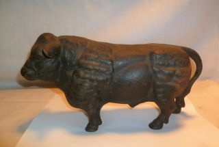 Vintage Cast Iron Bull Piggy Bank - Steer Cow