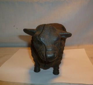 Vintage Cast Iron Bull Piggy Bank - Steer Cow 2