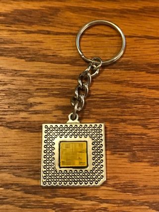 Vintage Intel Pentium processor engraved metal keychain with die 3