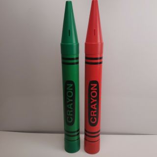 Set Of 2 Vintage 1988 Crayon Banks Red/green 35” Tall By Fantazia Marketing 1988