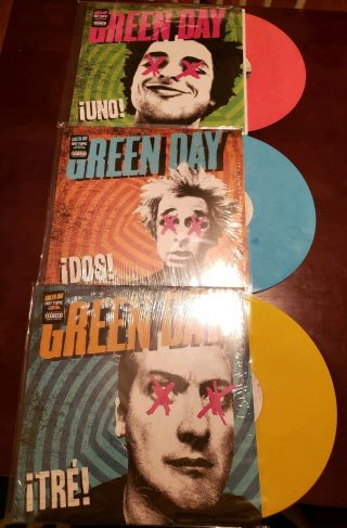 Green Day Uno Dos Tre Colored Vinyl Set Rare