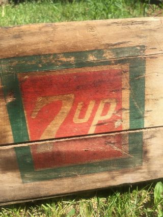 Old 7 - Up Crate Wood Box Advertising All Sides Confair Unusual Size Early