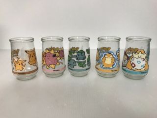 Vtg Pokemon Welchs Jelly Jar Juice Glasses 1999 Nintendo 1,  25,  35,  54 & Togepi 4”
