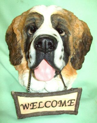 Barking Motion Activated St Bernard Dog Wall Mount Welcome Sign So Cute