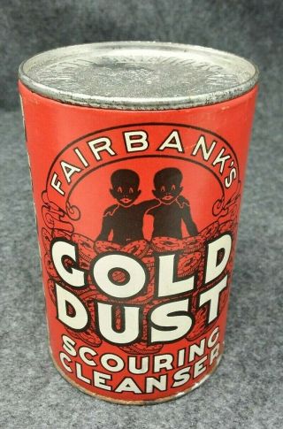 Fairbanks Gold Dust Scouring Cleanser Powder Tin Black Americana