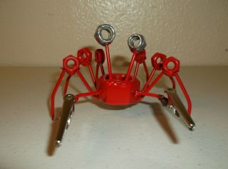 Red Crab Metal Sculpture,  Metal Art,  Ocean Crab,  Tiny Welded Crab Red