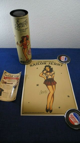 Sailor Jerry Spiced Rum Bottle Canister & Limited Edition Print Poster
