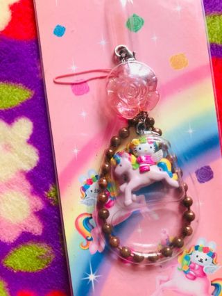 2001 Sanrio Japan Auth Hello Kitty Rainbow Horse Keychain Charm Rare