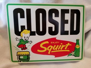 Vintage Squirt Open Closed Sign With Bottle And Squirt Boy Cr 1962 Vgc 13 " X 10 "