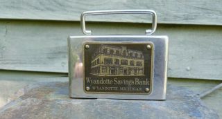 Antique Wyandotte Saving Bank Coin Bank Wyandotte,  Michigan 4