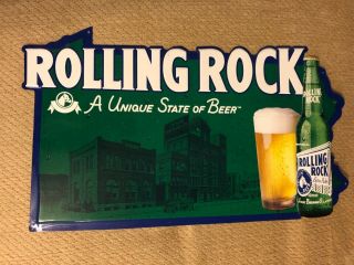 Rolling Rock A Unique State Of Beer Metal Sign 1999 Rare Vintage