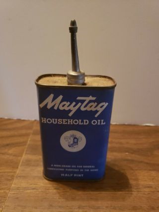 Vintage Maytag Household Oil Lead Top Pint Handy Oiler Tin