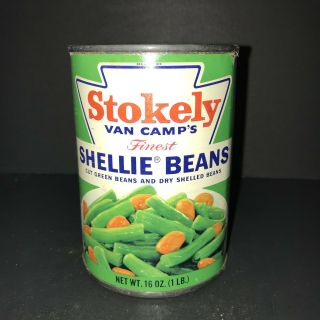 Vintage 1970’s Stokely Van Camps Shellie Beans Tin Can Usa