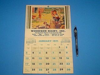 Vintage 1971 Woodson Dairy Red Hill Pa.  Complete Calendar