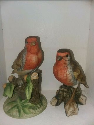 2 Deutsche Noritake Royal Meridian Porcelain Bird Figurines 5 " And 4.  25 "
