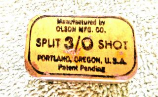 Vintage Split 3/0 Shot Manufactured By Olson Mfg,  Co,  Portland Oregon,  U.  S.  A.