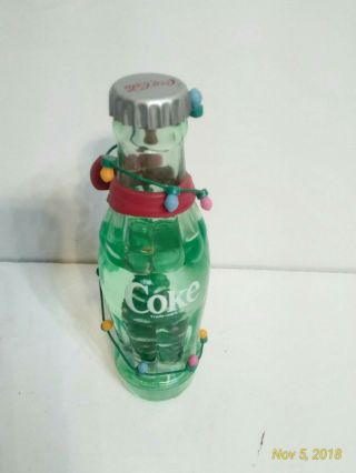 1993 Enesco Coca Cola Christmas Snow Globe Ornament Rare Green Bottle