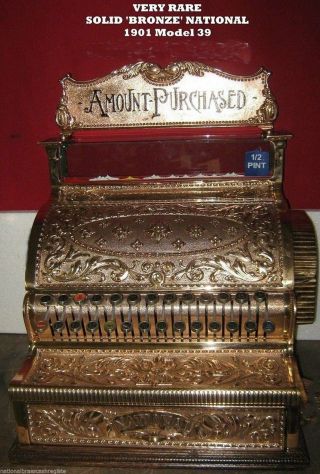Very Rare Old Restored Model No.  39 Very Ornate Brass National Cash Register