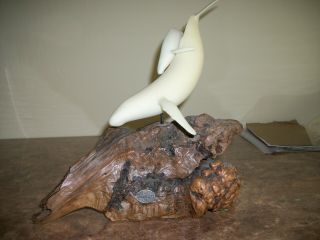Vintage John Perry Sculpture Whales – Mother And Calf