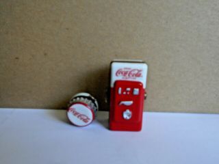 (2) Trinket Boxes Midwest Cannon Falls Coca Cola Machine & Coca Cola Bottle Cap
