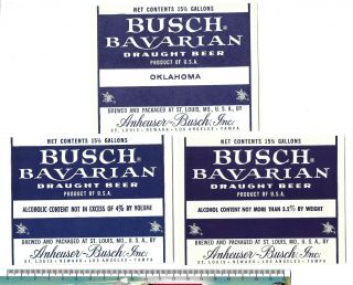 Usa Missouri Mo St.  Louis Anheuser - Busch Bavarian Draught Beer Set Of 3 Labels
