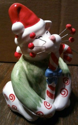 2002 Lacombe Alffie Whimsiclay Porcelain Christmas Cat Figurine 87107