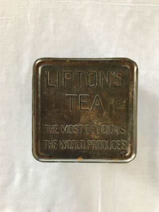Antique Lipton Tea Square Tin Planter Ceylon Tin With Lid Liptons Tea Distressed