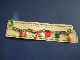 Vintage Gumball/dime Store Celluloid Charm Bracelet
