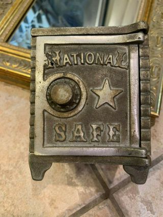 Vintage 1890s Antiqe Cast Iron Metal National Safe Child 