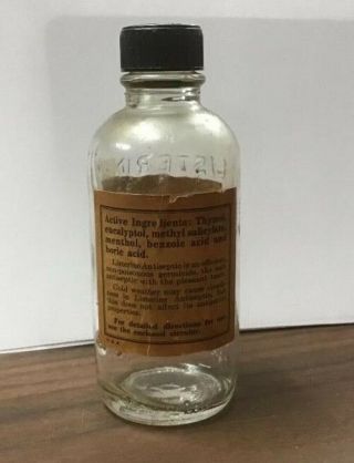 Vintage Listerine Lambert Pharmacal Company Glass Bottle 3 Oz embossed w/ labels 3