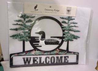 Sweeney Ridge Metal Welcome Sign Forest And Loon