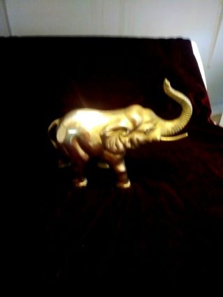 Large Solid Brass Trunk Up Elephant