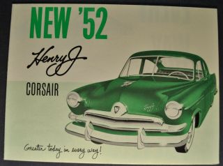 1952 Kaiser Henry J Sales Brochure Folder Corsair 52