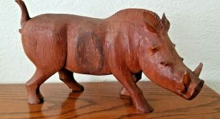 Hand Carved Wood Wild Boar Pig Large Figure