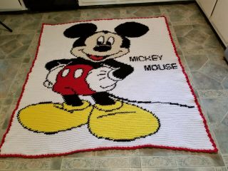 Handmade Hand Crocheted Mickey Mouse Afghan/blanket