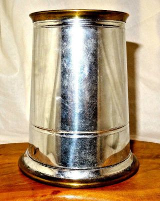 Rare Copper Banded Glass Bottomed Handcrafted Pewter Sheffield Tankard 2
