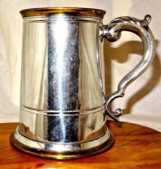 Rare Copper Banded Glass Bottomed Handcrafted Pewter Sheffield Tankard 3