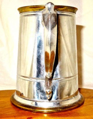 Rare Copper Banded Glass Bottomed Handcrafted Pewter Sheffield Tankard 4