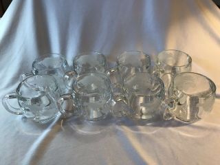 Vintage 8 Nestle Co Nescafe Etched Glass World Globe Coffee Mugs Cups Clear